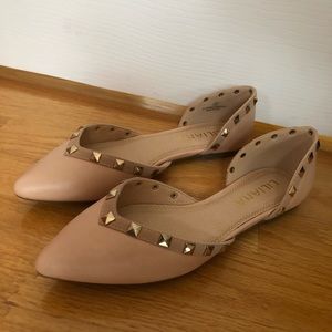 Liliana Nude-Dusty Pink Studded Flats - Size 6